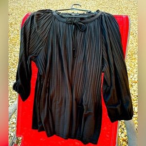 BEAUTIFUL Black pleated long sleeve INVESTMENTS Blouse Sz 2X—BRAND NEW w/TAGS!!